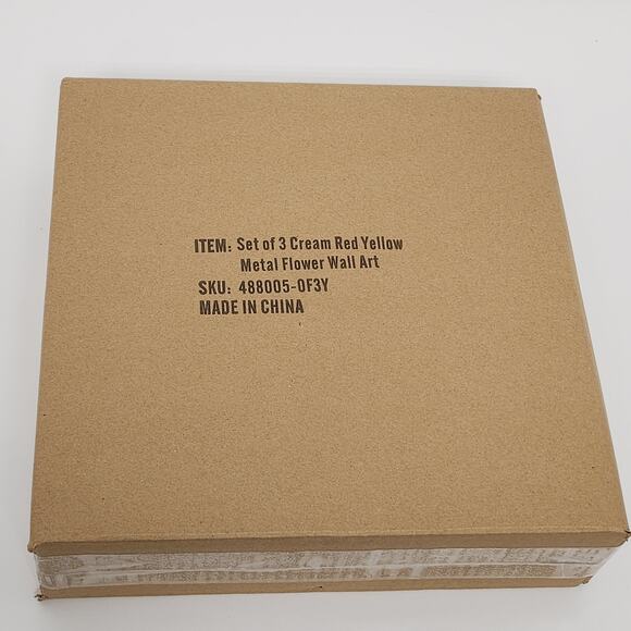 Set of 3 Metal Flower Wall Art - Whimsical Spring Decor in Cream, Red and Yellow - Picture 9 of 10